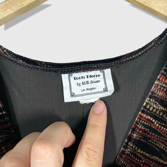 Toots Pierre by M.B. Snow Maxi Dress Women S/M Black Multi Velvet Boho Soft Goth - Picture 3 of 9